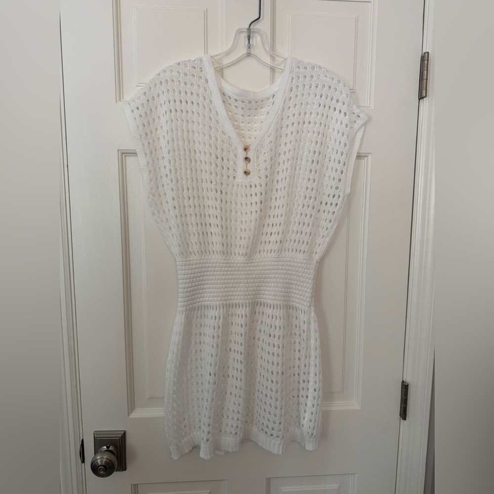 Cupshe White Knit Swim Coverup, New